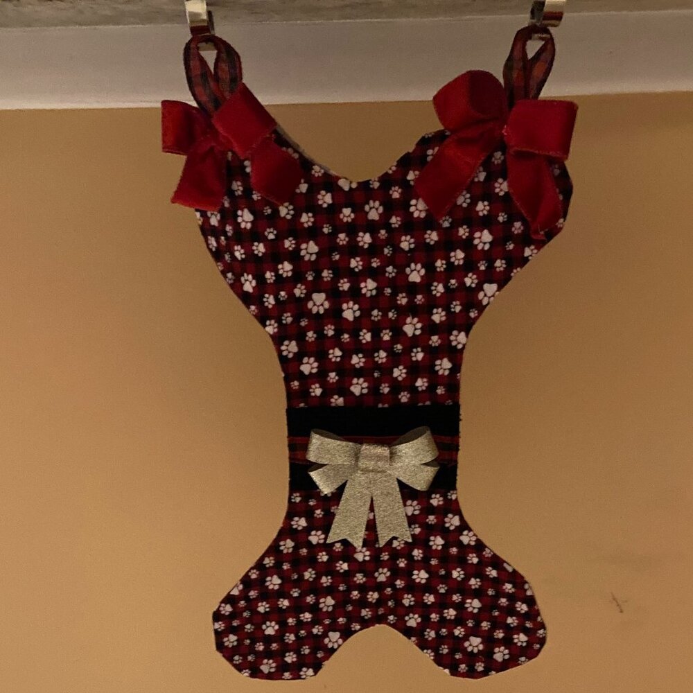 Dog Bone Xmas Stocking - Handmade